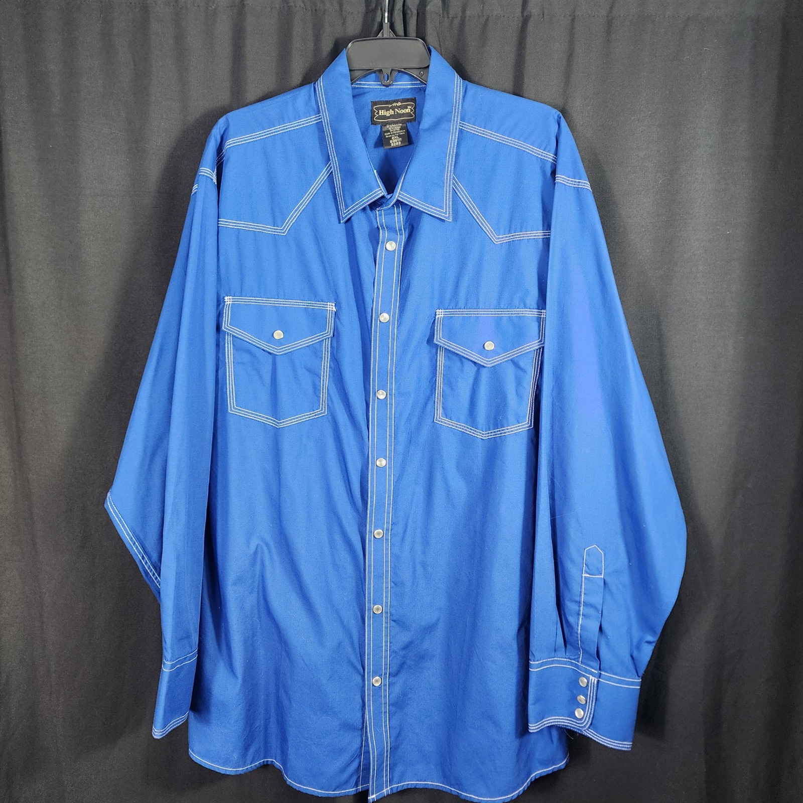 High Noon Mens 2xl Royal Blue Western Pearl Snap Shirt Contrast Stitch Rodeo